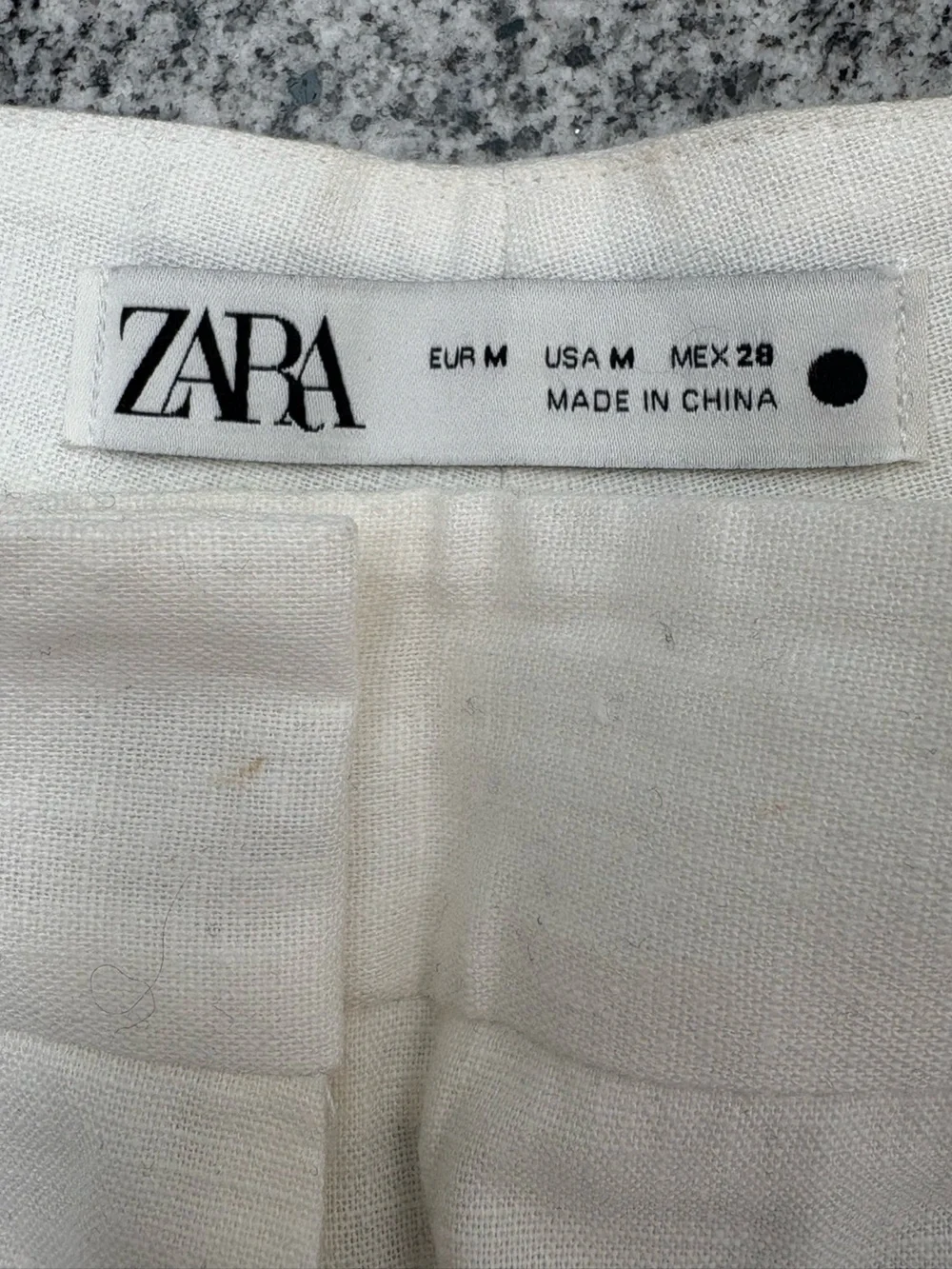 Zara Cream Cropped Linen-Blend Pants with Crochet Trim